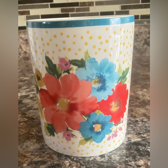 Ceramic Pioneer Woman Breezy Blossoms Kitchen Utensil Holder Floral Cooking Food